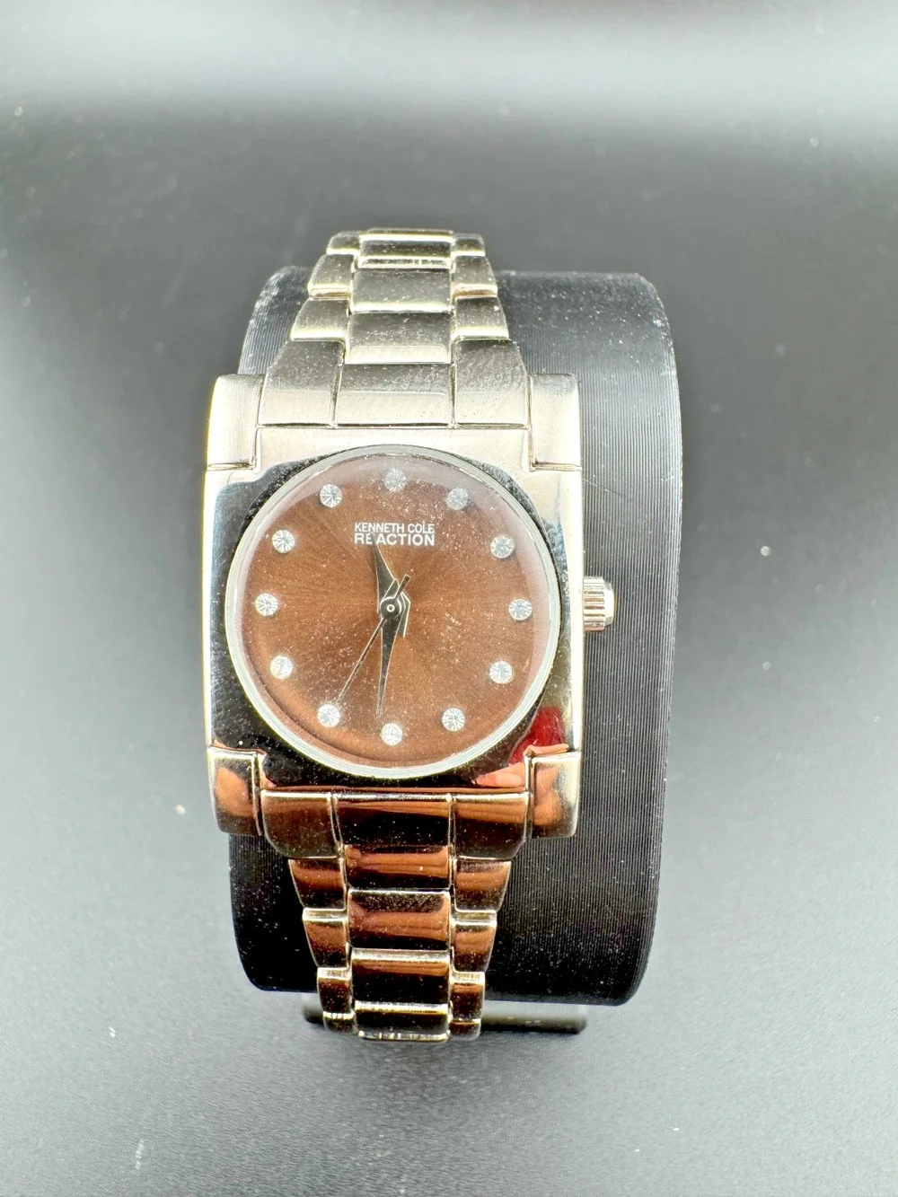 Kenneth Cole Reaction Square Watch Brown Dial Crystal